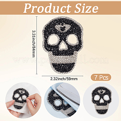 7Pcs Skull Glitter Resin Hotfix Rhinestone&nbsp;DIY-GF0014-22A