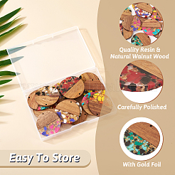 16Pcs 8 Colors Transparent Resin & Walnut Wood Pendants&nbsp;RESI-TA0002-10