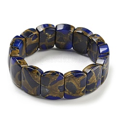 Synthetic Rectangle Gold Clinquant Stone Stretch Bracekets&nbsp;G-P549-01