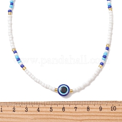 Resin Evil Eye & Glass Seed Beaded Necklaces for Women&nbsp;NJEW-MZ00152-02