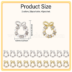 40Pcs 2 Colors Christmas Wreath Alloy Rhinestone Cabochons&nbsp;MRMJ-CA0001-49
