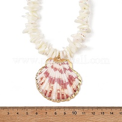 Summer Beach Electroplate Natural Sea Shell Pendant Shell Chip Beaded Necklaces for Women&nbsp;NJEW-JN06372