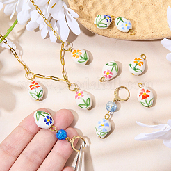 10Pcs 5 Colors Handmade Porcelain Pendants&nbsp;HJEW-SW00419