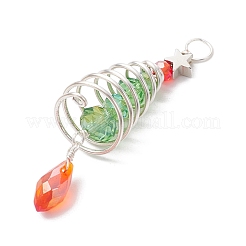 3Pcs 3 Colors Christmas Theme Copper Wired Glass Big Pendants&nbsp;PALLOY-JF02857