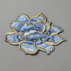 Peony Pattern Polyester Computerized Embroidery Cloth Sew on Appliques&nbsp;PATC-WH0001-105