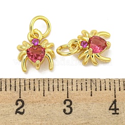 Rack Plating Brass Micro Pave Cubic Zirconia Spider Charms&nbsp;ZIRC-I065-02A
