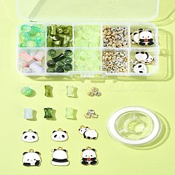 DIY Bamboo & Panda Acrylic & Alloy Enamel Bracelets Jewelry Making Kits&nbsp;DIY-FS0007-48