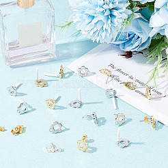 24Pcs 2 Color Alloy Flower Stud Earring Findings&nbsp;FIND-HY0001-56