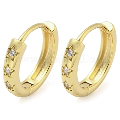 Brass Micro Pave Clear Cubic Zirconia Hoop Earrings&nbsp;EJEW-C122-05G
