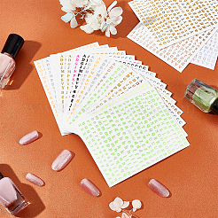 24 Sheets 12 Colors Letter Style Plastic Nail Art Stickers&nbsp;MRMJ-OC0003-21