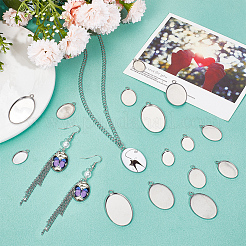 40Pcs 4 Styles 304 Stainless Steel Pendant Cabochon Settings&nbsp;STAS-SC0006-18