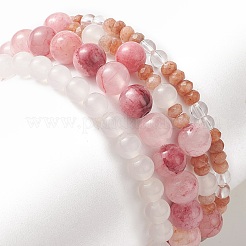 4Pcs 4 Style Natural Mixed Gemstone Beaded Stretch Bracelets Set&nbsp;BJEW-JB09263