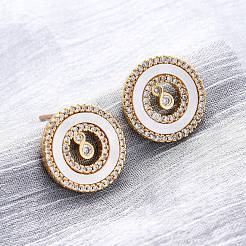 Flat Round Brass Micro Pave Cubic Zirconia Stud Earrings&nbsp;KK-D363-15G