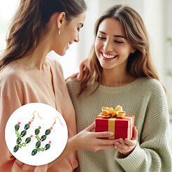 Brass Glass Cactus Dangle Earrings&nbsp;EJEW-TADJ00001