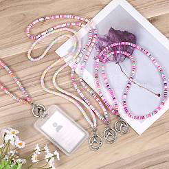 4Pcs 4 Colors Handmade Polymer Clay ID Card Neck Strap Card Holder&nbsp;NJEW-SW00035