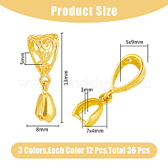 36Pcs 3 Color Filigree Rack Plating Brass Ice Pick Pinch Bails&nbsp;KK-HY0001-83