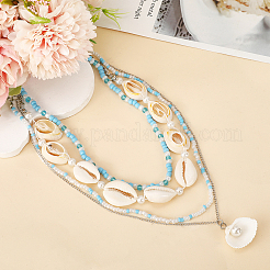 Alloy & Imitaiton Pearl Necklaces Set&nbsp;NJEW-WH20007-02B