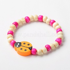 Stretchy Wood Bracelets for Kids&nbsp;X-BJEW-JB01265
