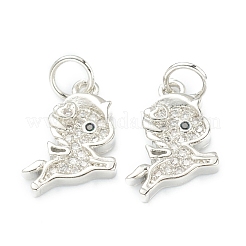 Brass Micro Pave Clear Cubic Zirconia Charms&nbsp;ZIRC-B010-35