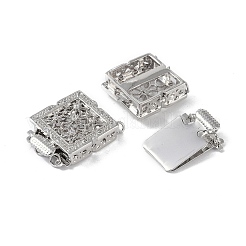 Rack Plating Brass Micro Pave Clear Cubic Zirconia Box Clasps&nbsp;KK-G494-05P