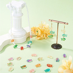 110Pcs 11 Colors Baking Paint and Golden Metal Enlaced Glass Beads&nbsp;DGLA-TA0001-66