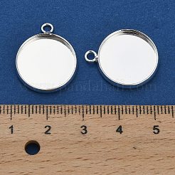 Flat Round Brass Pendant Cabochon Settings&nbsp;X-KK-A276-10S