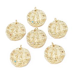 Brass Micro Pave Cubic Zirconia Pendants&nbsp;ZIRC-J040-45G