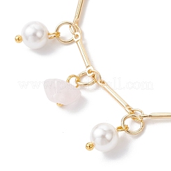 Natural Rose Quartz & Glass Shell Beads Charm Bracelets&nbsp;BJEW-JB12307-02