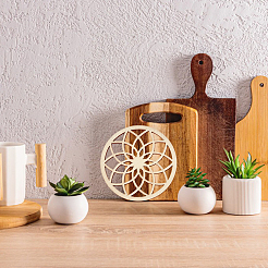 1 Set Wooden Carved Cup Mats&nbsp;WOOD-BC0001-26