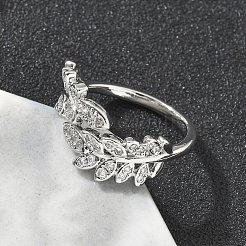 Brass Micro Pave Cubic Zirconia Cuff Rings for Women&nbsp;RJEW-D322-05P