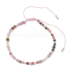 Natural Multicolor Tourmaline &  Electroplate Non-magnetic Synthetic HematiteRound Bead Braided Beaded Bracelets for Women&nbsp;BJEW-JB13434-01