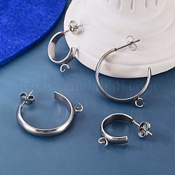 4Pcs 2 Colors 304 Stainless Steel Stud Earring Findings&nbsp;STAS-TAD0001-05P