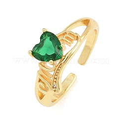 Mother's Day Brass Pave Cubic Zirconia Cuff Open Rings&nbsp;CU-CBACDF6-06G