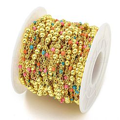 Brass Enamel Round Beaded Link Chain&nbsp;CHC-G022-07G-17