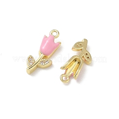 Brass Micro Pave Clear Cubic Zirconia and Enamel Charms&nbsp;KK-A300-22G-04