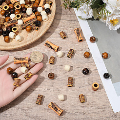 100Pcs 7 Styles Plastic and Wood Beads&nbsp;KY-PA0001-17