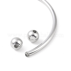 Non-Tarnish Screw End Ball 304 Stainless Steel Wire Open Cuff Bangle&nbsp;BJEW-F435-02P