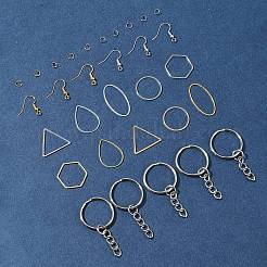 DIY Hexagon/TeardropOval/Triangle Brass Dangle Earring Jewelry Making Kits&nbsp;DIY-FS0007-62