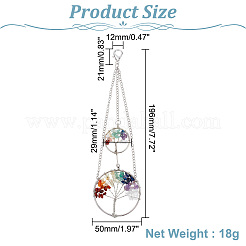 Flat Round with Tree of Life Mixed Stone Pendant Decorations&nbsp;HJEW-AB00162