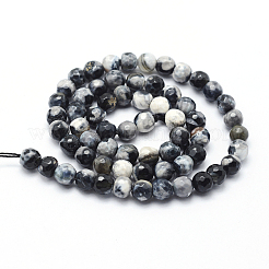 Faceted Natural Fire Crackle Agate Beads Strands&nbsp;G-F447-8mm-B06