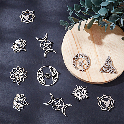 16Pcs 8 Style 304 Stainless Steel Pendants&nbsp;STAS-SC0003-92P
