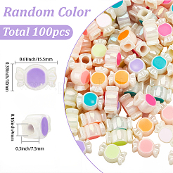 UV Plating Rainbow Iridescent Acrylic European Beads&nbsp;SACR-SC0001-55