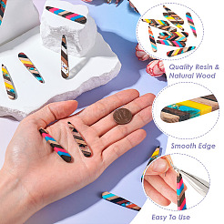 10Pcs 5 Colors Transparent Resin & Walnut Wood Pendants&nbsp;RESI-TA0002-74
