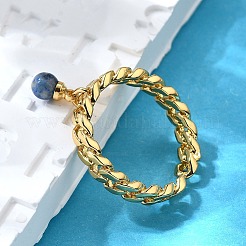 Brass Curb Chain Cuff Rings for Women&nbsp;RJEW-Z085-03G-07