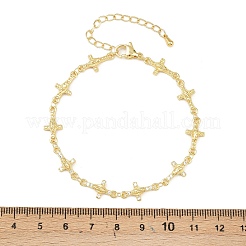 Virgin Mary Theme Brass Micro Pave Clear Cubic Zirconia Link Chain Bracelets for Women&nbsp;BJEW-A090-08A-G