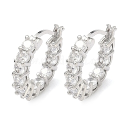 Brass Micro Pave Clear Cubic Zirconia Hoop Earrings&nbsp;EJEW-C181-02P