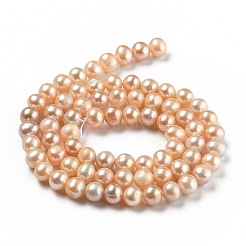 Natural Cultured Freshwater Pearl Beads Strands&nbsp;PEAR-L033-08B-01