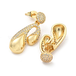 Teardrop Brass Pave Clear Cubic Zirconia Stud Earrings&nbsp;EJEW-M258-80G