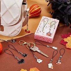 18Pcs 18 Styles Cell Phone Strap Charm Halloween Enamel Charm Hanging Keychain for Women&nbsp;AJEW-CP0005-59