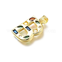 Brass Micro Pave Clear Cubic Zirconia Pendants&nbsp;KK-G521-01G-B-01